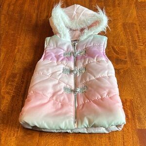 Little Lass Pink and White Hooded Vest